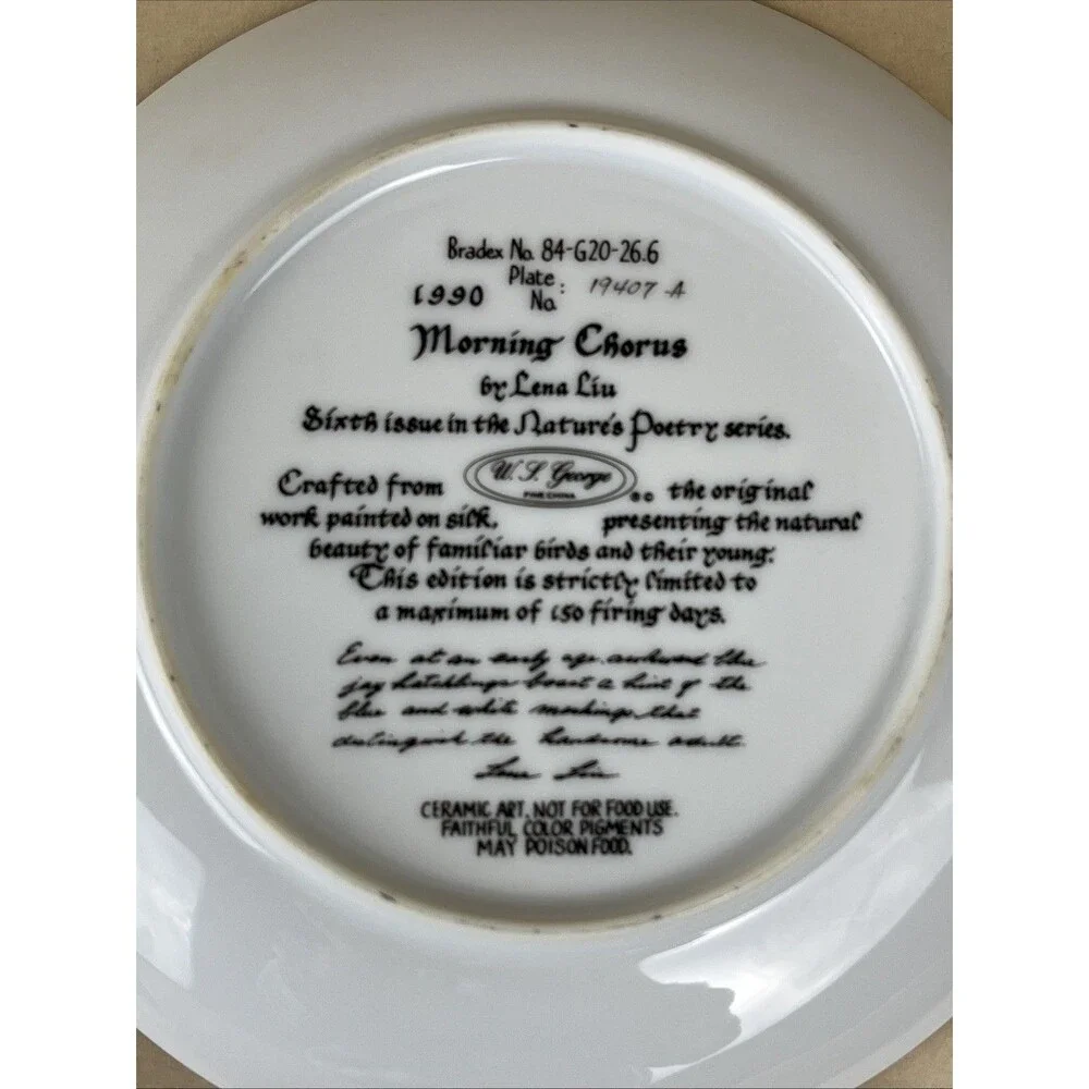 VTG‎ Lena Liu Nature's Poetry Series Plates- MORNING SERENADE, MORNING CHRUS EUC